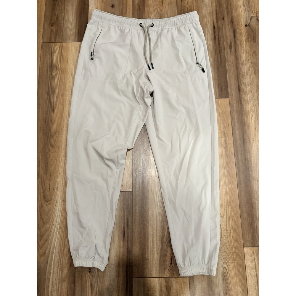 Motion Men's Joggers Large Light Beige Lightweight Pockets Drawstring Comfort